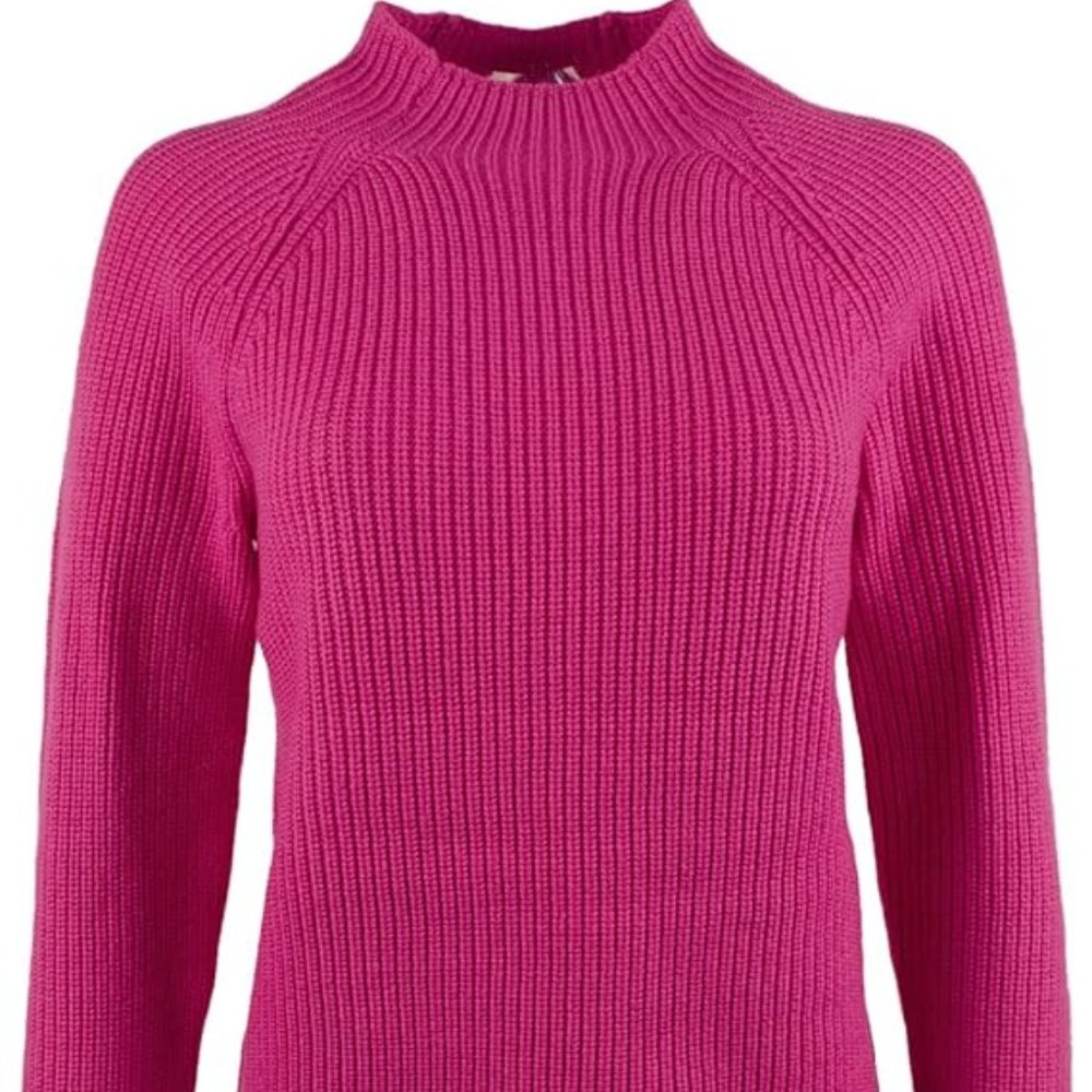 Ralph Lauren Mock Neck Merino Wool Long Sleeve Fuchsia Purple Pink Knit Sweater
